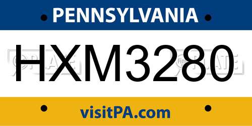 HXM3280 Pennsylvania License Plate