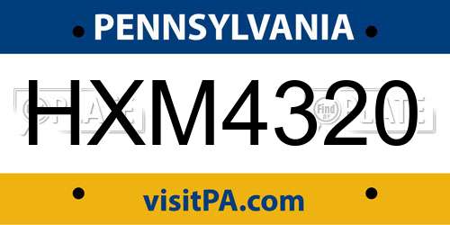 HXM4320 Pennsylvania License Plate