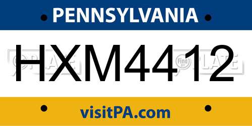 HXM4412 Pennsylvania License Plate