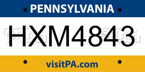 HXM4843 Pennsylvania License Plate