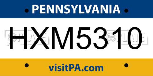 HXM5310 Pennsylvania License Plate
