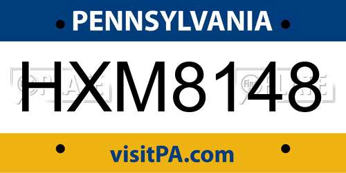 HXM8148 Pennsylvania License Plate