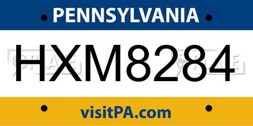 HXM8284 Pennsylvania License Plate