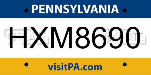 HXM8690 Pennsylvania License Plate