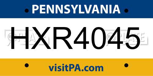 HXR4045 Pennsylvania License Plate