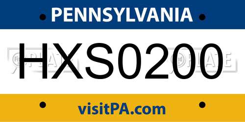 HXS0200 Pennsylvania License Plate