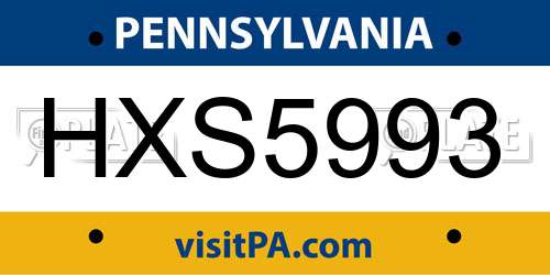 HXS5993 Pennsylvania License Plate