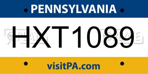 HXT1089 Pennsylvania License Plate