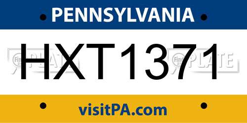 HXT1371 Pennsylvania License Plate