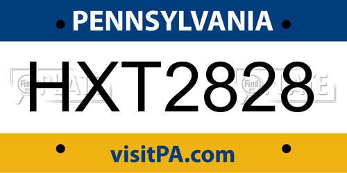 HXT2828 Pennsylvania License Plate