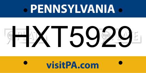 HXT5929 Pennsylvania License Plate