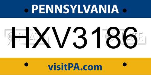 HXV3186 Pennsylvania License Plate