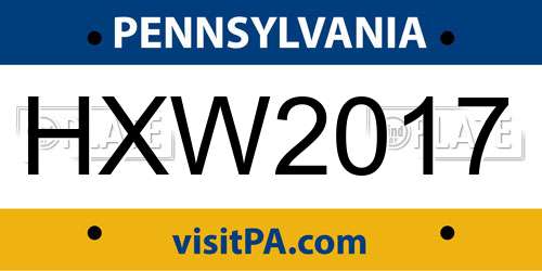 HXW2017 Pennsylvania License Plate