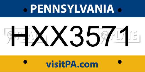 HXX3571 Pennsylvania License Plate