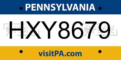 HXY8679 Pennsylvania License Plate