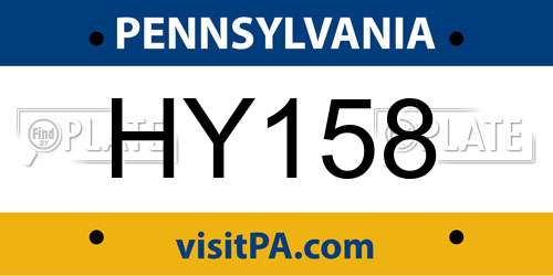 HY158 Pennsylvania License Plate