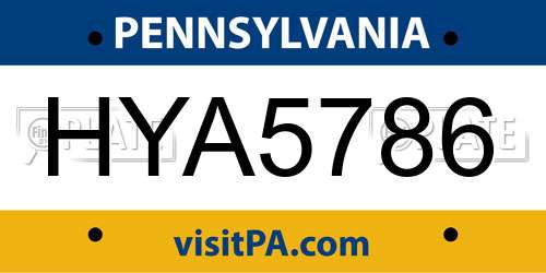 HYA5786 Pennsylvania License Plate