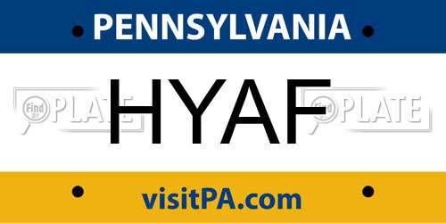 HYAF Pennsylvania License Plate