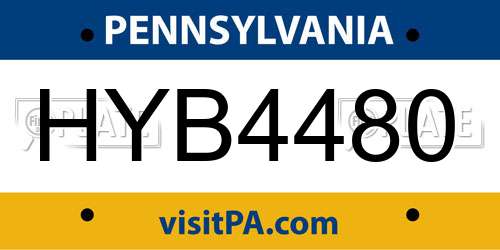 HYB4480 Pennsylvania License Plate