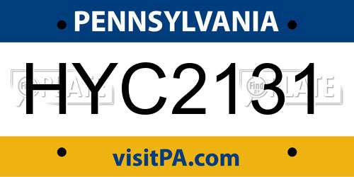 HYC2131 Pennsylvania License Plate
