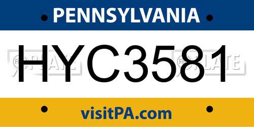 HYC3581 Pennsylvania License Plate
