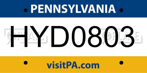 HYD0803 Pennsylvania License Plate