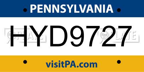 HYD9727 Pennsylvania License Plate