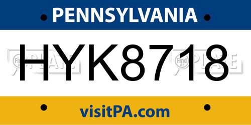 HYK8718 Pennsylvania License Plate