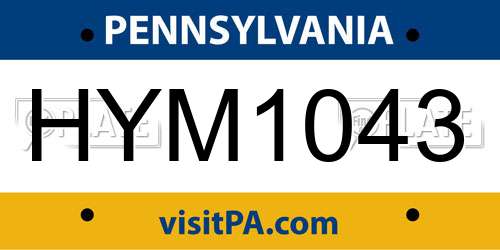 HYM1043 Pennsylvania License Plate