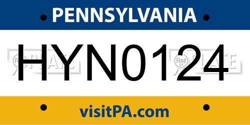 HYN0124 Pennsylvania License Plate