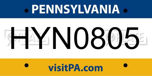 HYN0805 Pennsylvania License Plate