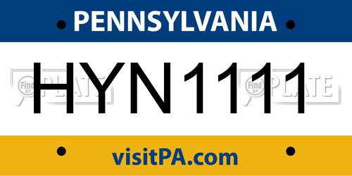 HYN1111 Pennsylvania License Plate