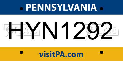 HYN1292 Pennsylvania License Plate