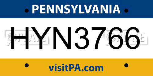 HYN3766 Pennsylvania License Plate