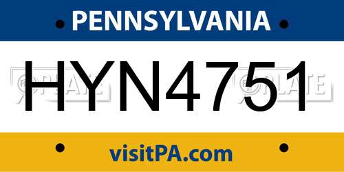 HYN4751 Pennsylvania License Plate
