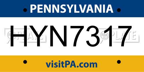 HYN7317 Pennsylvania License Plate