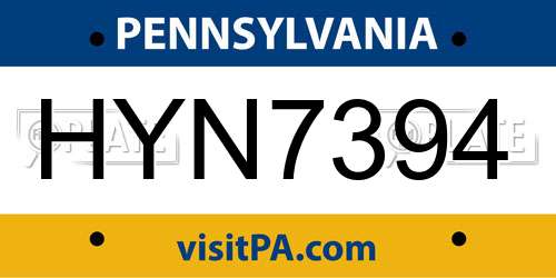 HYN7394 Pennsylvania License Plate