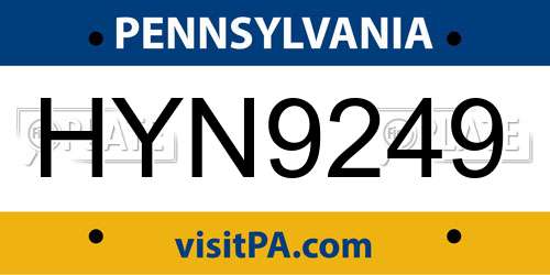 HYN9249 Pennsylvania License Plate