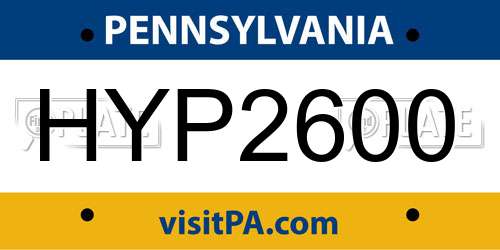 HYP2600 Pennsylvania License Plate
