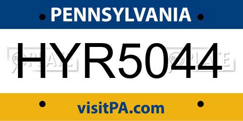 HYR5044 Pennsylvania License Plate
