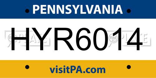 HYR6014 Pennsylvania License Plate
