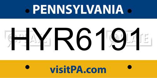 HYR6191 Pennsylvania License Plate
