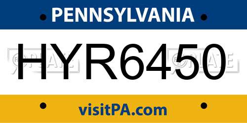 HYR6450 Pennsylvania License Plate