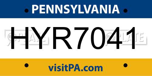 HYR7041 Pennsylvania License Plate