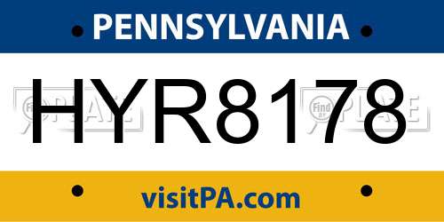 HYR8178 Pennsylvania License Plate