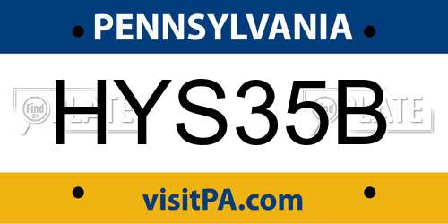 HYS35B Pennsylvania License Plate