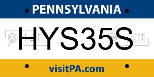 HYS35S Pennsylvania License Plate