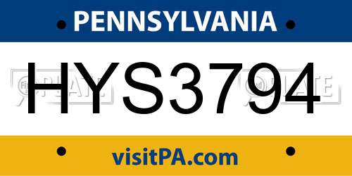 HYS3794 Pennsylvania License Plate