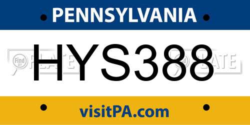 HYS388 Pennsylvania License Plate