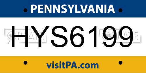 HYS6199 Pennsylvania License Plate